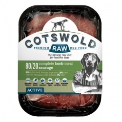 Cotswold Raw Sausage 80/20 Active Lamb 1kg Dog Food Frozen